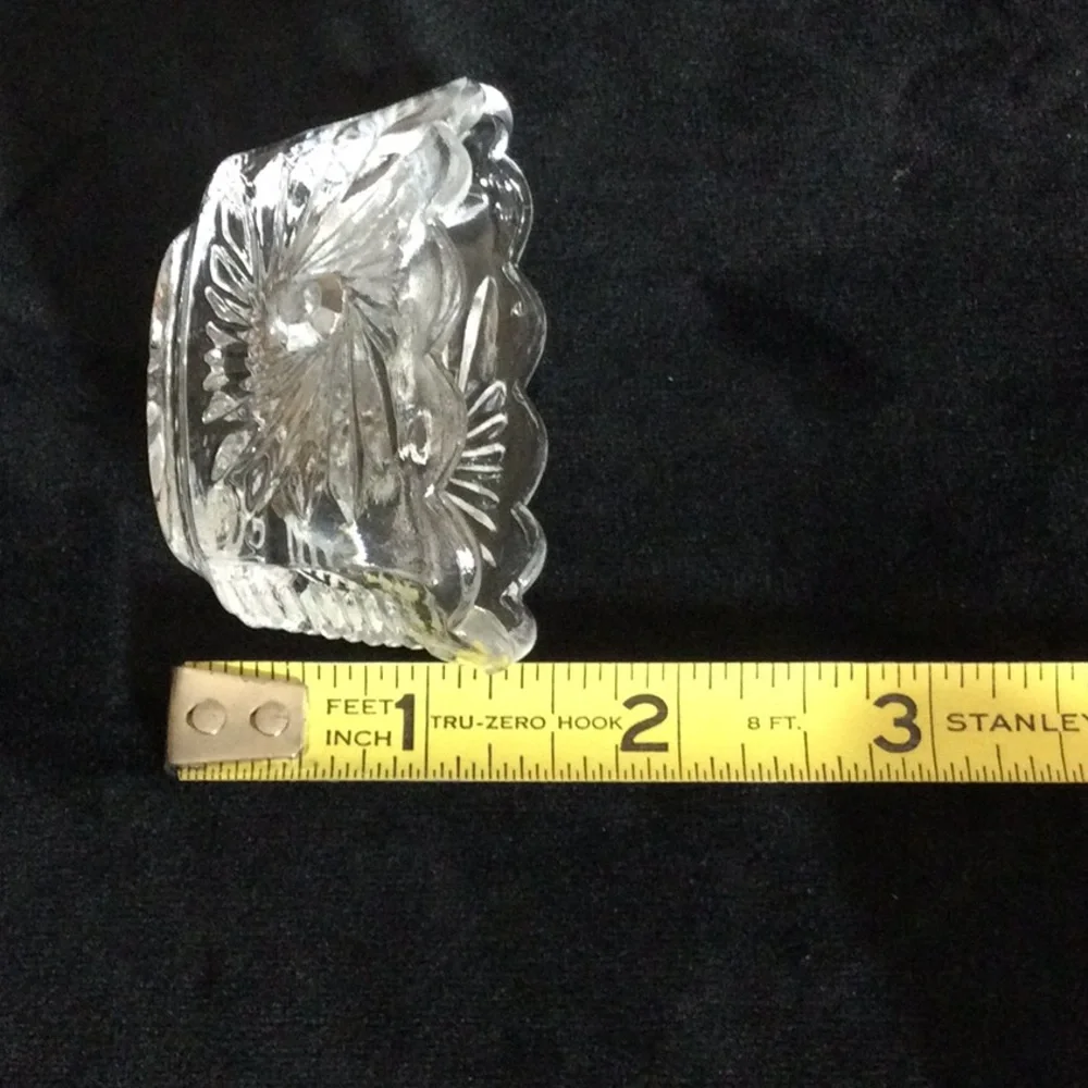 Clear Crystal Glass Decorative Salt and Pepper Serving Bowls with Spoons